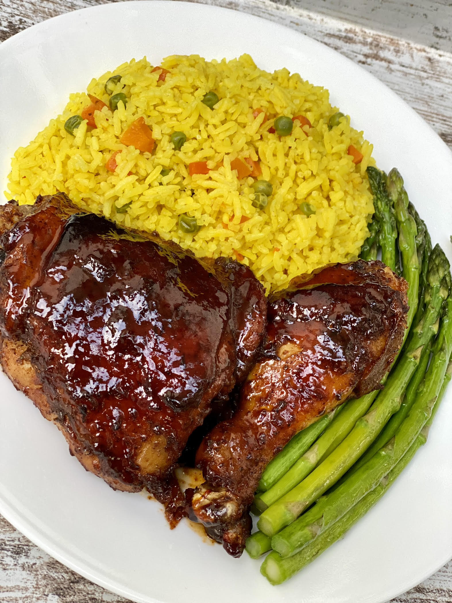 Baked Honey BBQ Chicken & Yellow Vegetable Rice