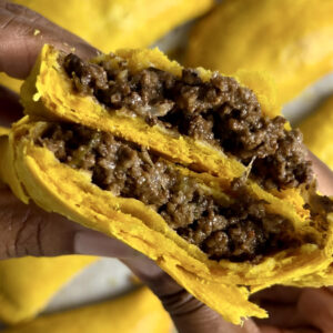 Delicious Jamaican beef patties with flakey crust and flavorful beef filling.