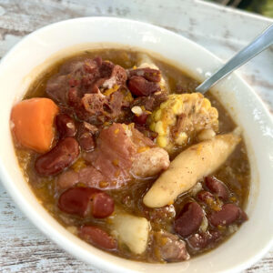 Authentic Jamaican Red Peas Soup made with salted pigtail