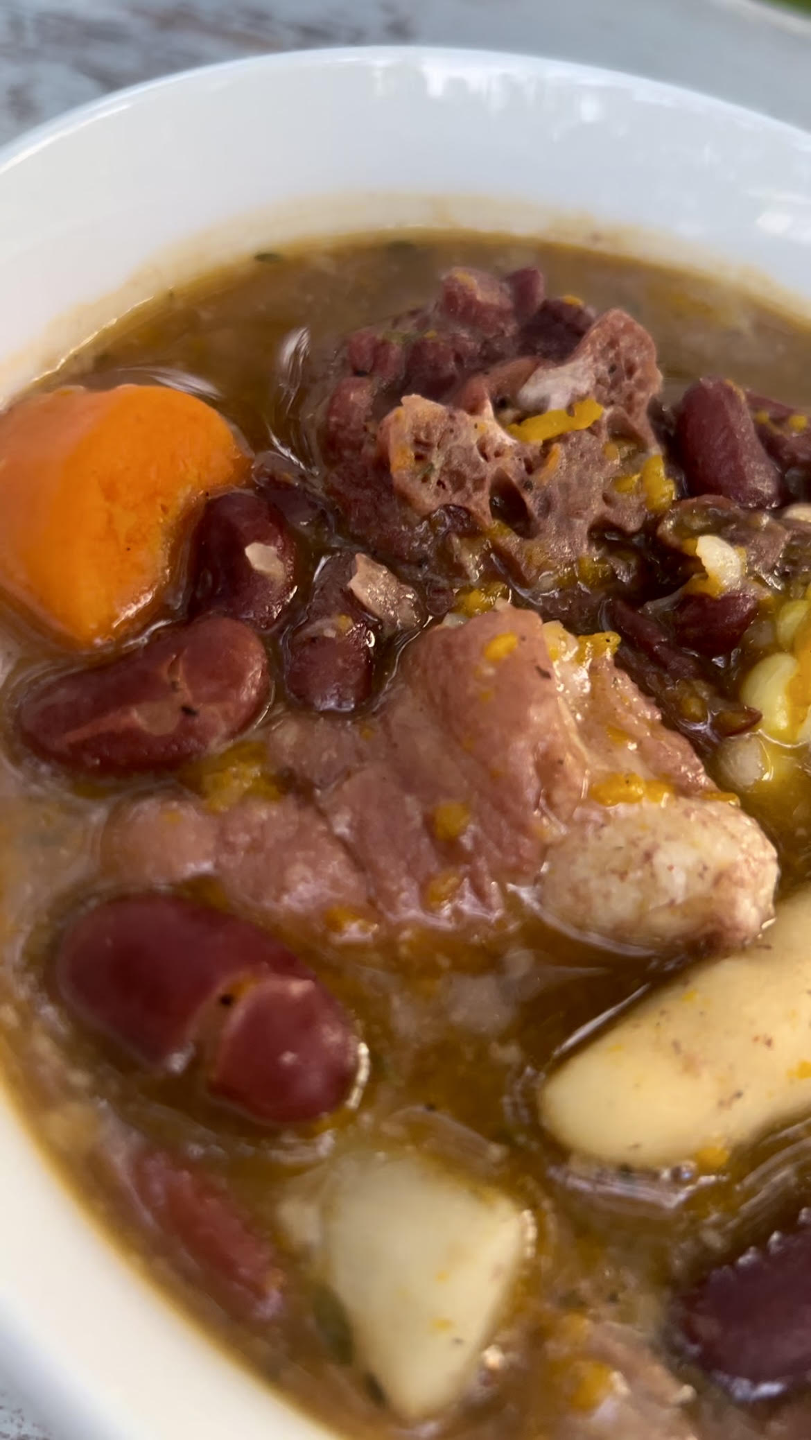 Close up of Jamaican Red Peas Soup